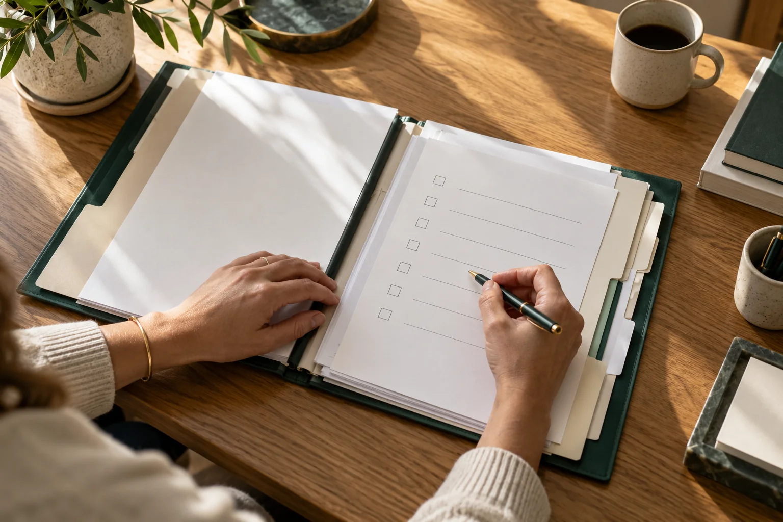 Transaction folder and checklist being reviewed